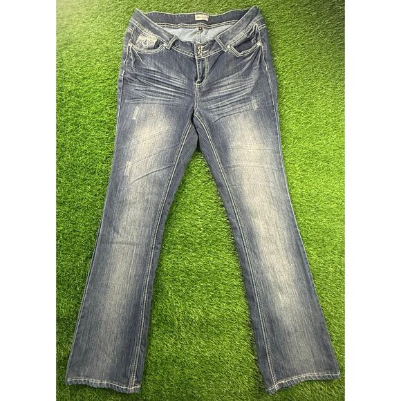 YMI Women’s Bootcut Jeans Sz 14 Blue Medium Wash Stretch Denim Mid Rise - Picture 1 of 11